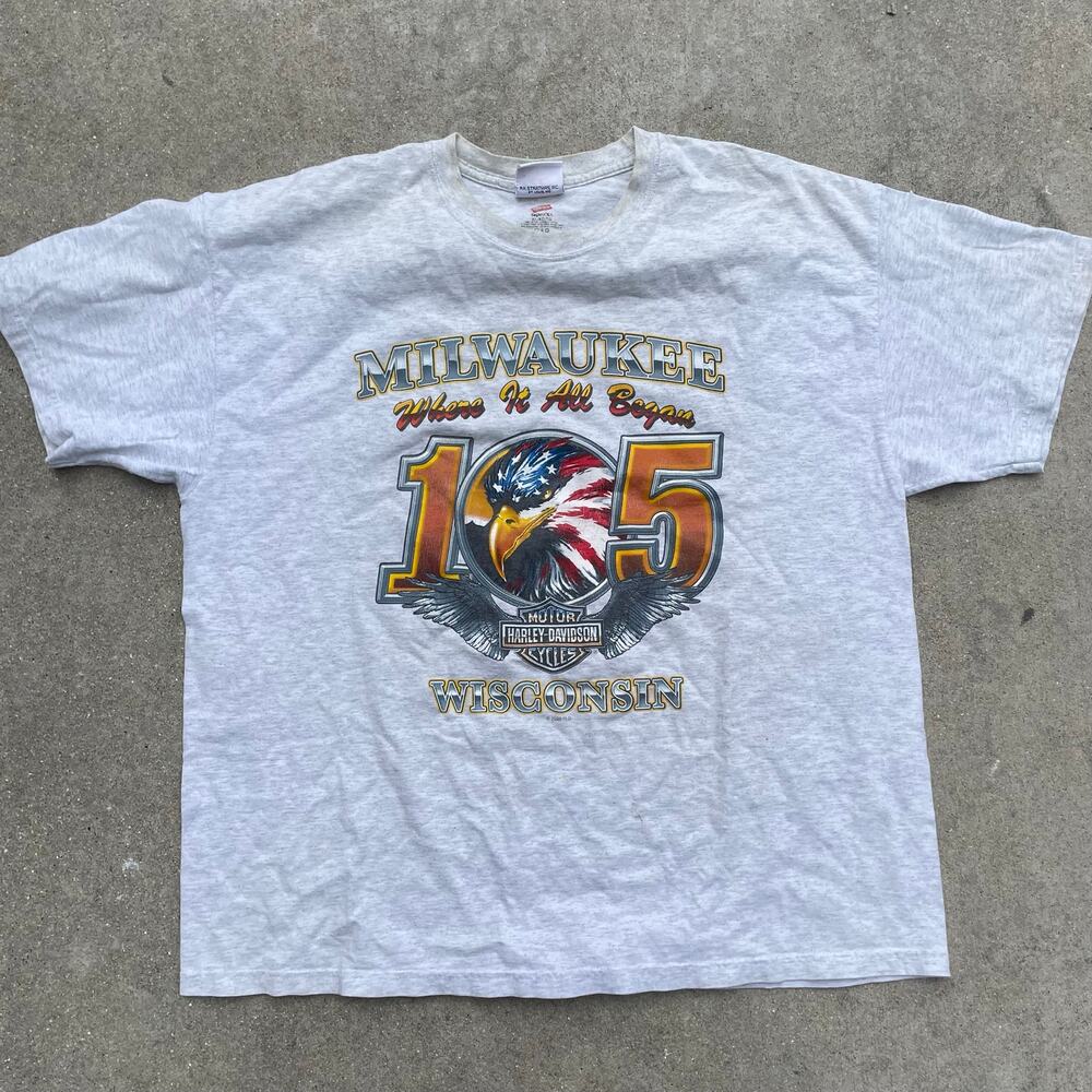 Vintage Harley Davidson Milwaukee Wisconsin 105th Anniversary T Shirt Mens XL
